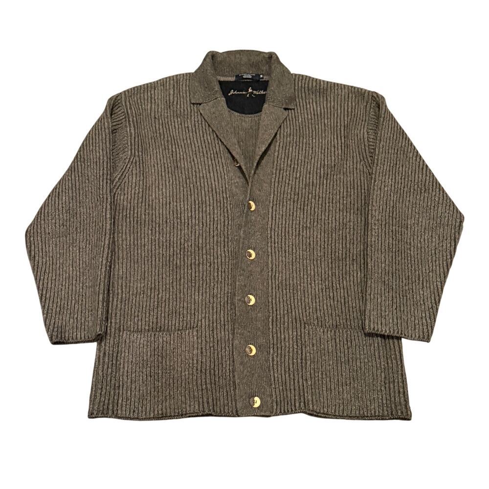 Johnnie Walker Alpaca Cotton Ribbed Heavy Cardigan Sweater  Preppy Golf Medium